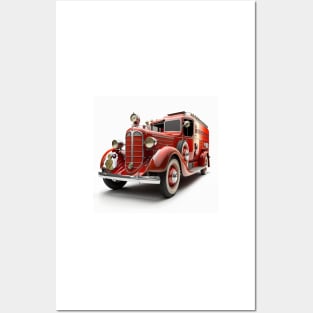 Art Deco Fire Truck Posters and Art